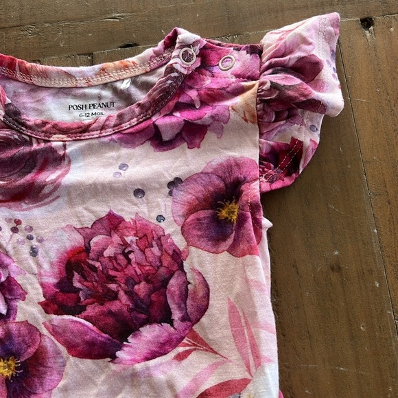 Posh Peanut Amira ruffled cap sleeve basic skirted bodysuit floral bamboo - Picture 2 of 5